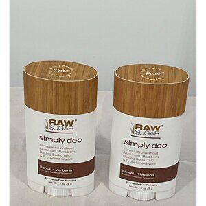 Raw Sugar Set/2 Simply Deo‎ Santal Verbena Aluminum-Free Deodorant 2.7 Oz Each